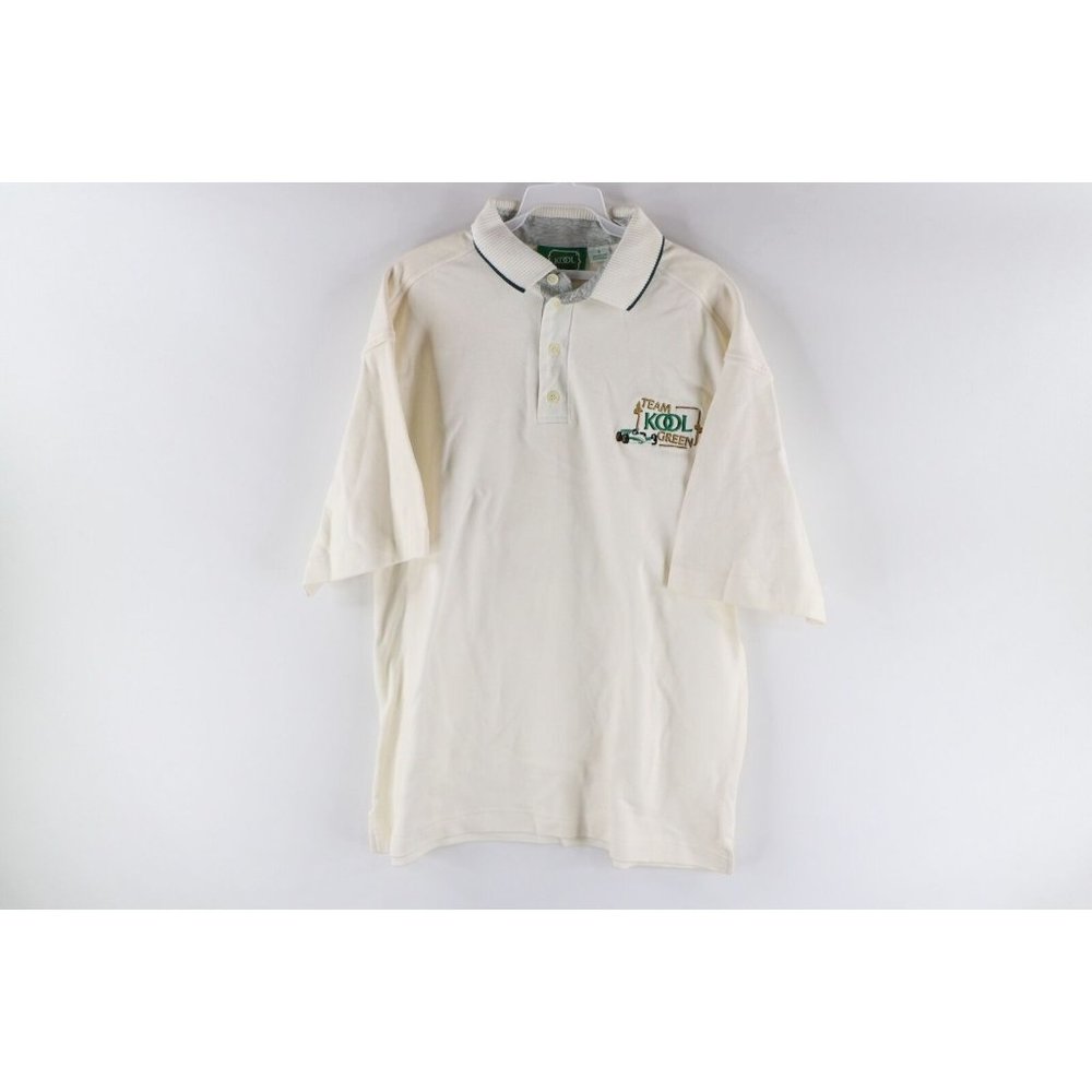 Vtg 90s Kool Cigarettes Mens Large Spell Out Car Racing Heavyweight Polo Shirt